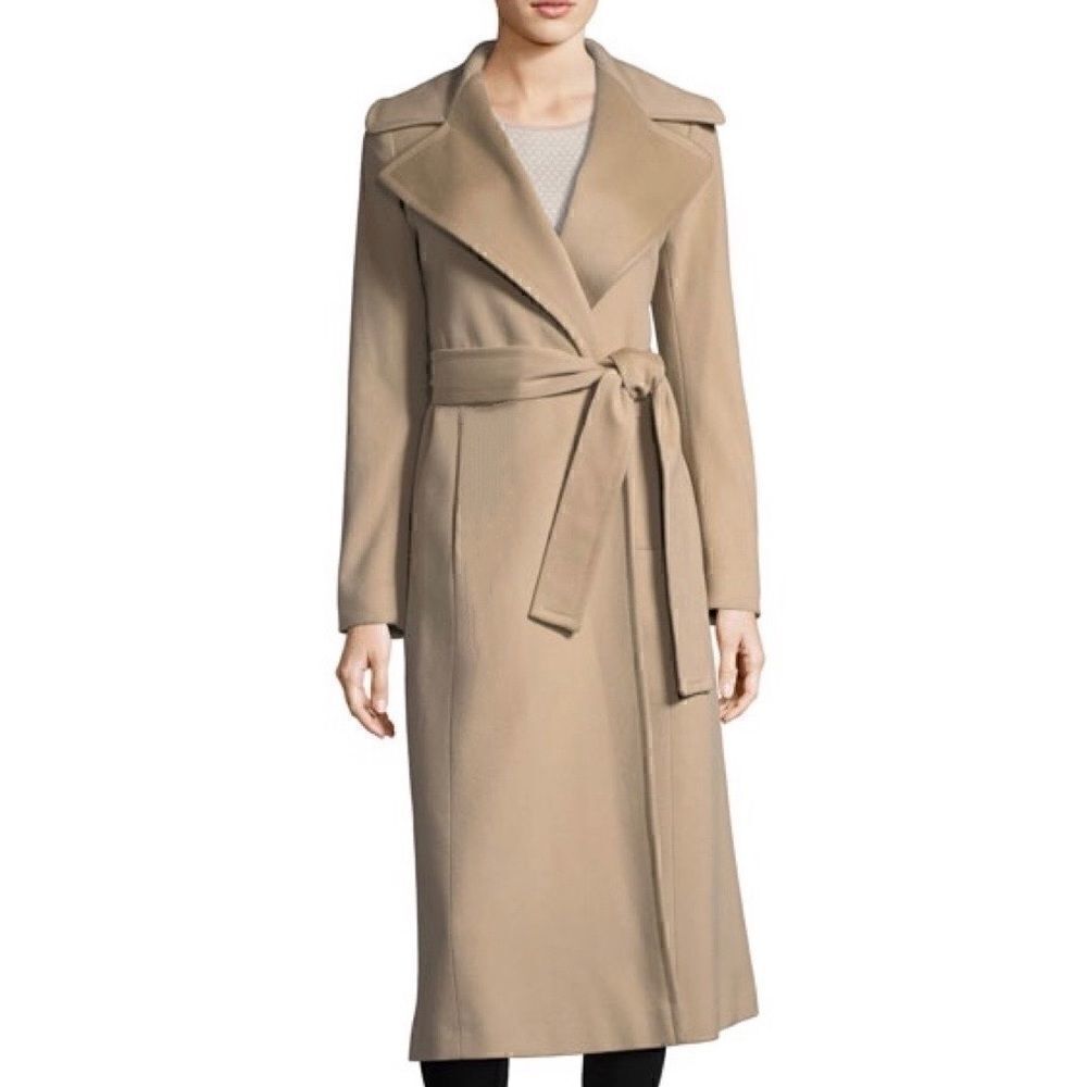 Calvin Klein Wool Blend Shawl Collar Wrap Maxi Coat